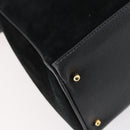 GUCCI Bamboo Hand Bag Suede 2way Black Gold 002 123 0322 Auth gh1242-15