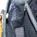 GUCCI Bamboo Hand Bag Suede 2way Black Gold 002 123 0322 Auth gh1242-19