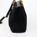 GUCCI Bamboo Hand Bag Suede 2way Black Gold 002 123 0322 Auth gh1242-4