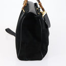 GUCCI Bamboo Hand Bag Suede 2way Black Gold 002 123 0322 Auth gh1242-5