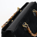 GUCCI Bamboo Hand Bag Suede 2way Black Gold 002 123 0322 Auth gh1242-6