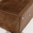 GUCCI Bamboo Hand Bag Suede Brown Gold 000 122 0316 Auth gh1243-10