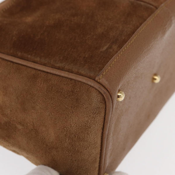 GUCCI Bamboo Hand Bag Suede Brown Gold 000 122 0316 Auth gh1243