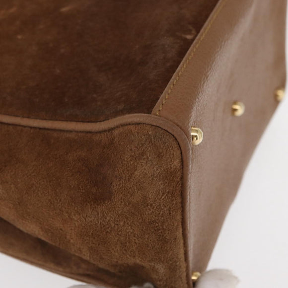 GUCCI Bamboo Hand Bag Suede Brown Gold 000 122 0316 Auth gh1243