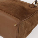 GUCCI Bamboo Hand Bag Suede Brown Gold 000 122 0316 Auth gh1243-13