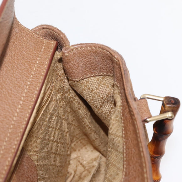 GUCCI Bamboo Hand Bag Suede Brown Gold 000 122 0316 Auth gh1243