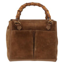 GUCCI Bamboo Hand Bag Suede Brown Gold 000 122 0316 Auth gh1243-2