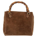 GUCCI Bamboo Hand Bag Suede Brown Gold 000 122 0316 Auth gh1243-3