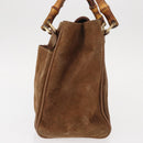 GUCCI Bamboo Hand Bag Suede Brown Gold 000 122 0316 Auth gh1243-4
