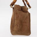 GUCCI Bamboo Hand Bag Suede Brown Gold 000 122 0316 Auth gh1243-5