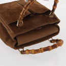 GUCCI Bamboo Hand Bag Suede Brown Gold 000 122 0316 Auth gh1243-6