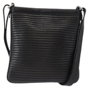 Salvatore Ferragamo Gancini Shoulder Bag Leather Black Silver Auth gh1244-1