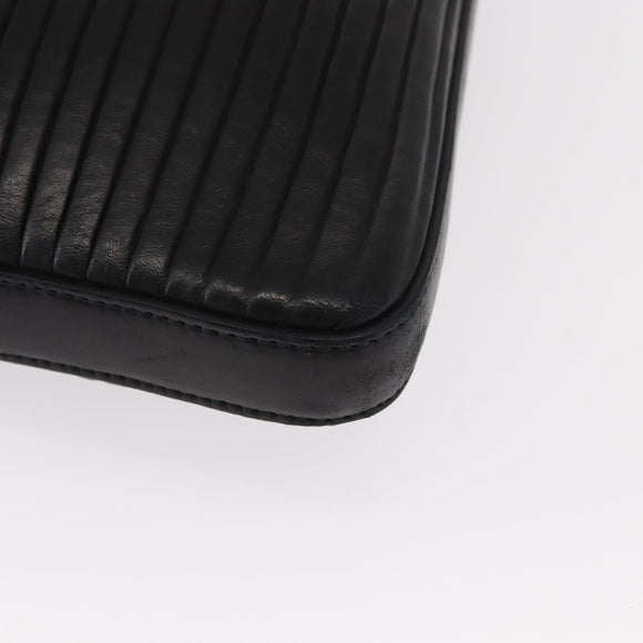 Salvatore Ferragamo Gancini Shoulder Bag Leather Black Silver Auth gh1244