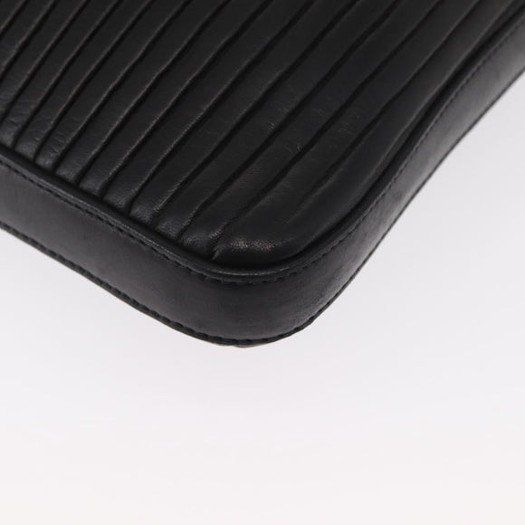 Salvatore Ferragamo Gancini Shoulder Bag Leather Black Silver Auth gh1244