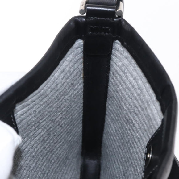 Salvatore Ferragamo Gancini Shoulder Bag Leather Black Silver Auth gh1244