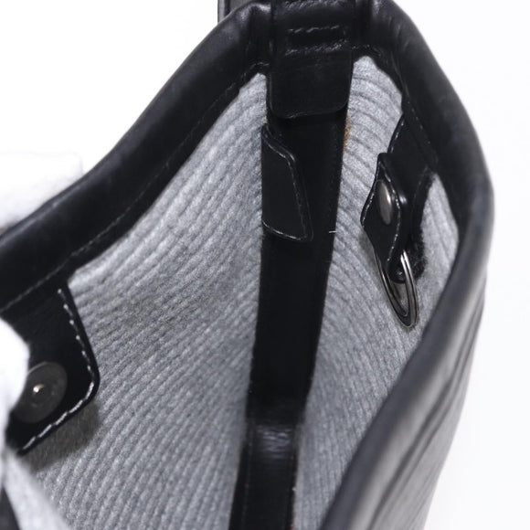 Salvatore Ferragamo Gancini Shoulder Bag Leather Black Silver Auth gh1244