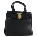 Salvatore Ferragamo Vala Hand Bag Leather Black Gold Auth gh1245-1