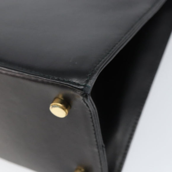 Salvatore Ferragamo Vala Hand Bag Leather Black Gold Auth gh1245