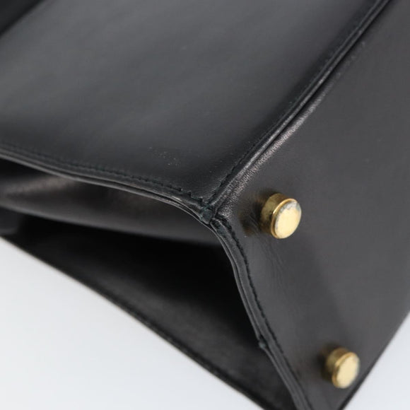 Salvatore Ferragamo Vala Hand Bag Leather Black Gold Auth gh1245