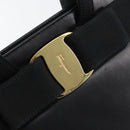 Salvatore Ferragamo Vala Hand Bag Leather Black Gold Auth gh1245-14