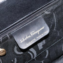 Salvatore Ferragamo Vala Hand Bag Leather Black Gold Auth gh1245-15