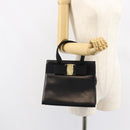 Salvatore Ferragamo Vala Hand Bag Leather Black Gold Auth gh1245-21