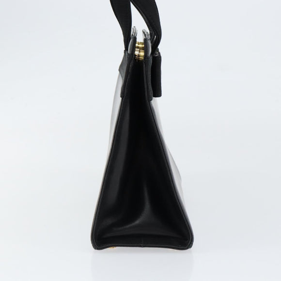 Salvatore Ferragamo Vala Hand Bag Leather Black Gold Auth gh1245