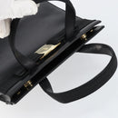 Salvatore Ferragamo Vala Hand Bag Leather Black Gold Auth gh1245-6