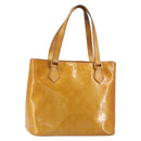 LOUIS VUITTON Monogram Vernis Houston Hand Bag Beige M91004 LV Auth gh1246-1