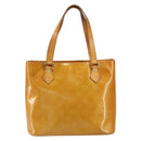 LOUIS VUITTON Monogram Vernis Houston Hand Bag Beige M91004 LV Auth gh1246-13