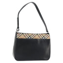 BURBERRY Shoulder Bag Leather Black Silver Auth gh1248-1