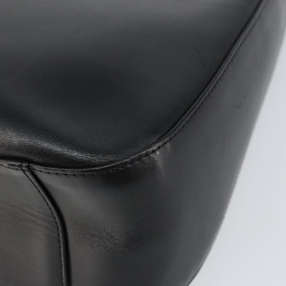 BURBERRY Shoulder Bag Leather Black Silver Auth gh1248