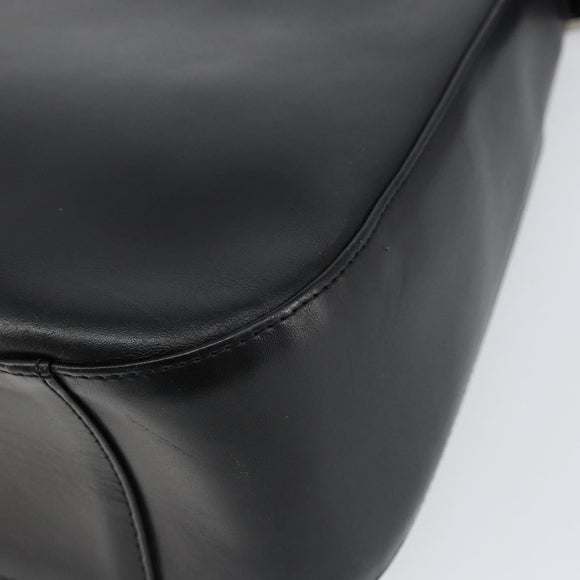 BURBERRY Shoulder Bag Leather Black Silver Auth gh1248