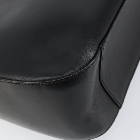 BURBERRY Shoulder Bag Leather Black Silver Auth gh1248