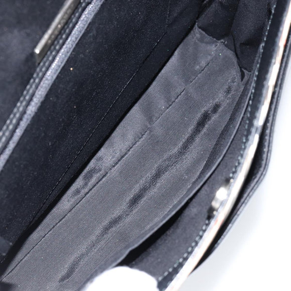 BURBERRY Shoulder Bag Leather Black Silver Auth gh1248