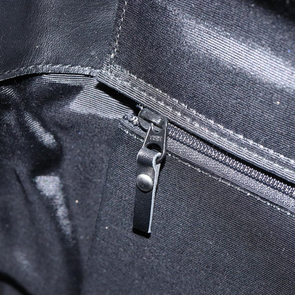 BURBERRY Shoulder Bag Leather Black Silver Auth gh1248