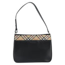 BURBERRY Shoulder Bag Leather Black Silver Auth gh1248-2