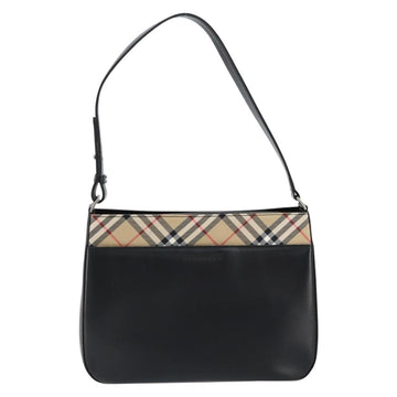 BURBERRY Shoulder Bag Leather Black Silver Auth gh1248 - 0