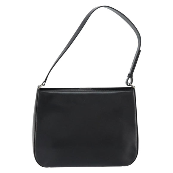 BURBERRY Shoulder Bag Leather Black Silver Auth gh1248