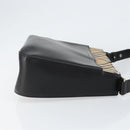 BURBERRY Shoulder Bag Leather Black Silver Auth gh1248-4