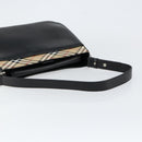 BURBERRY Shoulder Bag Leather Black Silver Auth gh1248-7