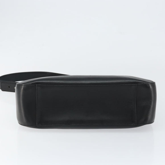 BURBERRY Shoulder Bag Leather Black Silver Auth gh1248