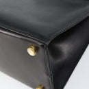 Salvatore Ferragamo Vala Hand Bag Leather Black Gold Auth gh1249-9