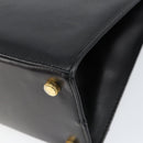 Salvatore Ferragamo Vala Hand Bag Leather Black Gold Auth gh1249-15