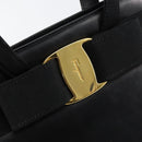 Salvatore Ferragamo Vala Hand Bag Leather Black Gold Auth gh1249-10