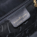 Salvatore Ferragamo Vala Hand Bag Leather Black Gold Auth gh1249-12