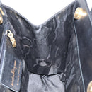 Salvatore Ferragamo Vala Hand Bag Leather Black Gold Auth gh1249-17