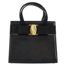 Salvatore Ferragamo Vala Hand Bag Leather Black Gold Auth gh1249-13
