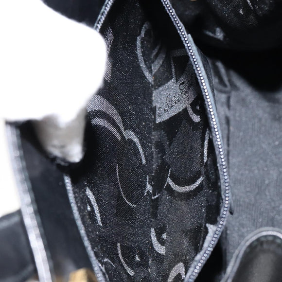 Salvatore Ferragamo Vala Hand Bag Leather Black Gold Auth gh1249