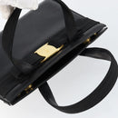 Salvatore Ferragamo Vala Hand Bag Leather Black Gold Auth gh1249-6